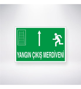 Yangın Çıkış Merdiveni Üstte 21x28 Arkası Yapışkanlı Levha