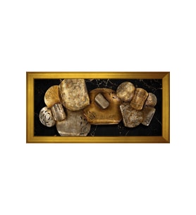 Soyut Şekiller Motifli Kanvas Tablo 50 x 70 cm Gold Çerçeve