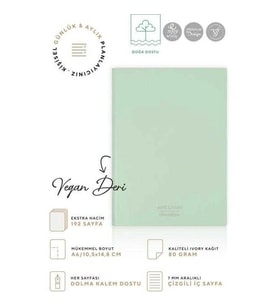 VICTORIA'S JOURNALS 1001 SOFTLONS ESNEK KAPAK A6 80gr. 96YP.KREM ÇİZGİLİ DEFTER PASTEL YEŞİL
