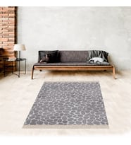 Taş Döşeme Desenli Modern Dijital Baskı Yıkanabilir Kaymaz Taban Salon Halı ve Yolluk (Gri)