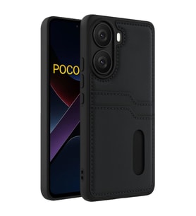 Xiaomi Poco X7 Pro Kılıf Sara Kartvizitli Deri Kılıf - Siyah