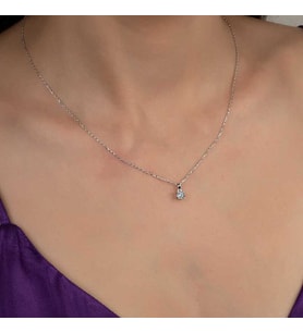Swarovski Taşlı Gümüş Tektaş Bayan Kolye