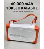Kamp Ve Seyahat İçin 60000 Mah Powerbank 22.5w Hızlı Şarj Acil Durum Işıklı Taşıma Saplı 4 Entegre Kablolu