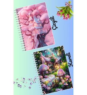 Büyülü tasarımlar defter seti 2 adet A4 boyutu 21*30 çizgili + kareli 60 syf