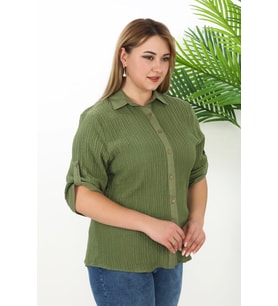 %100 Cotton Büyük Beden Kadın Müslin Kumaş Gömlek