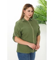 %100 Cotton Büyük Beden Kadın Müslin Kumaş Gömlek