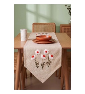 Daisy Puff Kasso Punch İşlemeli Runner 35x110 cm