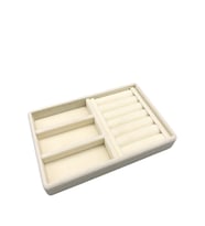 Yerli Üretim Süet Kumaş Krem Renk 22 cm / 14 cm Çekmece İçi Takı Standı