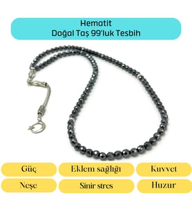 Sertifikalı Hematit 6mm 99luk Doğal Taş Tesbih
