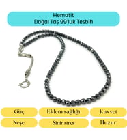 Sertifikalı Hematit 6mm 99luk Doğal Taş Tesbih