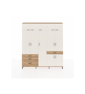 Arges Dolap 11 Raflı 4 Çekmeceli 2 Askılı 220x30x243 Çam-Aytaşı/Çam