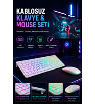 Siyah Kablosuz Mini RGB Işıklı Klavye Bluetooth 5.2 İnce Tasarım