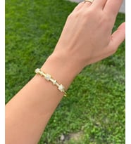 Ysx Jewelry Altın Rengi Taşlı Kare Detaylı Kelepçe