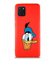 Samsung Galaxy A81 Soft Premier Kapak Donald Duck-A Tasarımlı Silikon Kılıf - Kırmızı (Şeffaf)