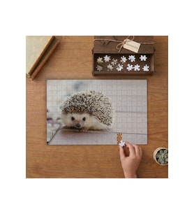 Yavru Kirpi- Sevimli Hayvan Tasarımı 240 parça Ahşap Puzzle Ahşap Kutuda MP00070