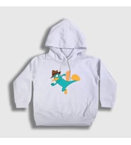 Presmono Unisex Çocuk Beyaz Tekme Ornitorenk Perry Kapüşonlu Sweatshirt 440278tt (Beyaz)