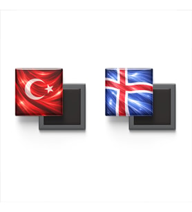 Buzdolap Magnetleri - İzlanda Bayrağı ve Türk Bayrağı - 2'li Set Magneti