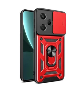 Xiaomi Redmi Note 13 Pro Plus Kılıf Pars Lens Yüzüklü Silikon - Kırmızı