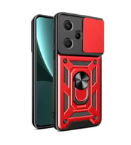 Xiaomi Redmi Note 13 Pro Plus Kılıf Pars Lens Yüzüklü Silikon - Kırmızı