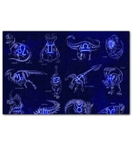 Cakapuzzle Dinozorlu Burç Sembolleri Neon Puzzle Yapboz MDF (Ahşap) (120 Parça)