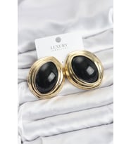 Pirinç Siyah Badem Model Vintage Gold Kadın Küpe 5886 - HPSBYI3966-4696