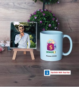 Ekonomist Fotoğraflı Dekoratif Taş, Kupa Bardak Beyaz Hediye (Model 1)