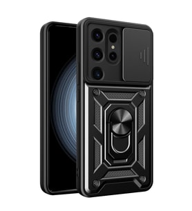Samsung Galaxy S24 Ultra Uyumlu Kılıf Pars Lens Yüzüklü Silikon - Siyah