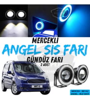 Ford Courier 2014-2023 Uyumlu Mercekli Angel Sis Farı Metal 76 mm Buz Mavi Halkalı Gündüz Farı 2 Ad