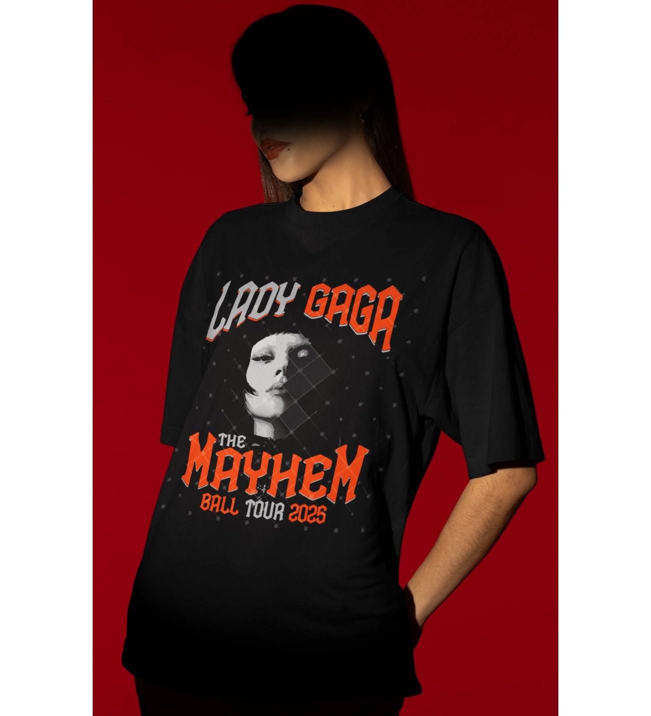 Tasarım Lady Gaga Mayhem Şarkıcı Baskılı Unisex Oversize Tişört