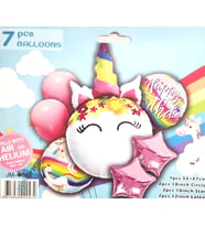 Çiçekli Unicorn 7 Li Folyo Balon Set