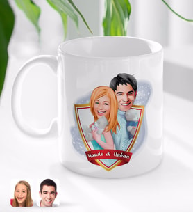 BK Gift Kişiye Özel İsimli Sevgililer Karikatürlü Beyaz Kupa Bardak-87