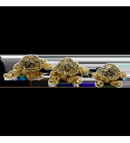 Swarovski Taşlı Üç Nüfuslu Kaplumbağa Ailesi - Gizli Hazneli Masaüstü Hediyelik Süs Eşyası  Hediyelik Kutusunda (Karışık)