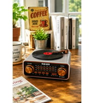 Meier MD-1320BT Gri Nostaljik Görünümlü Bluetooth Hoparlör ve 3 Bantlı Şarjlı Radyo