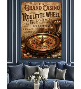 Grand Casino Rulet Çarkı Tasarımı Dekoratif Kanvas - Mdf Ahşap Tablo