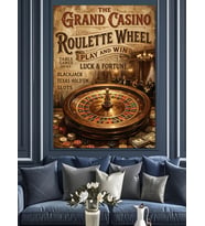 Grand Casino Rulet Çarkı Tasarımı Dekoratif Kanvas - Mdf Ahşap Tablo