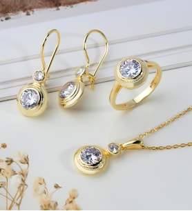 Else Silver Nostalji Tek Taş Gümüş Set