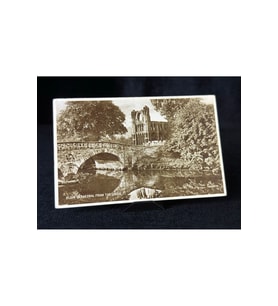 VINTAGE Kartpostal ELGIN CATHEDRAL FROM THE LOSSIE RIVER SCOTLAND RPPC 1942 yılından 4 adet 1/2 d p