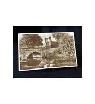 VINTAGE Kartpostal ELGIN CATHEDRAL FROM THE LOSSIE RIVER SCOTLAND RPPC 1942 yılından 4 adet 1/2 d p