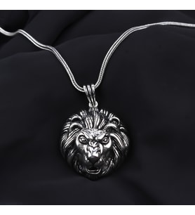 Glorria Gümüş Erkek Vahşi Aslan Kolye