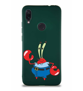 Xiaomi Redmi Note 7 Pro Soft Premier Kapak Bay Yengeç Tasarımlı Silikon Kılıf - Yeşil (Şeffaf)