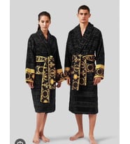 Pamuklu Lüks Unisex Bornoz (Siyah-Sarı)