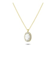 Glorria Gümüş Antıraj Oval Kolye (Çok Renkli)