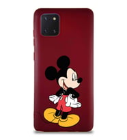 Samsung Galaxy A81 Soft Premier Kapak Mickey Mouse-D Tasarımlı Silikon Kılıf - Mürdüm (Şeffaf)