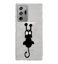 Samsung Galaxy Note 20 Ultra Kamera Korumalı Kapak Çizgi Kedi Tasarımlı  Şeffaf Kılıf