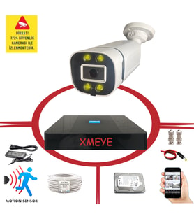 Bises 1 Kameralı Hareket Algılayan 5 MP Lens 4 Warm Led Gece Renkli Gösteren Güvenlik Kamerası Seti BS 604W