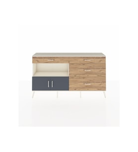 Arges Konsol Tek Raflı 4 Çekmeceli 2 Kapaklı 176x30x99 Aytaşı-Antrasit/Çam