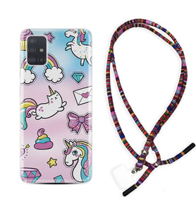 Samsung a71 A72 A73 A7 A9 2018 C7 C9 Kılıf Boyun Asklı Rasta Silikon Unicorn Mektup 1800