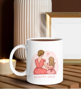 BK Gift Kişiye Özel Anneler Günü Temalı Beyaz Kupa Bardak, Anneler Günü Hediyesi, Anneye Hediye, Ev Hediyesi-5
