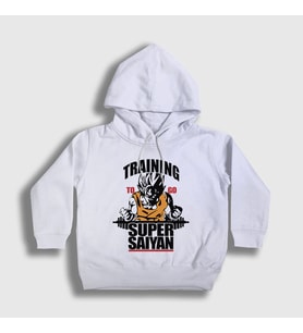 Presmono Unisex Çocuk Beyaz Training Goku Anime Dragon Ball Kapüşonlu Sweatshirt 237260tt