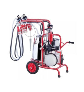Kurtsan Çift Sağım Tek Güğüm Arabalı Süt Sağım Makinesi (Yağlı Sistem - Silikon Memelikli 300 cc) -
